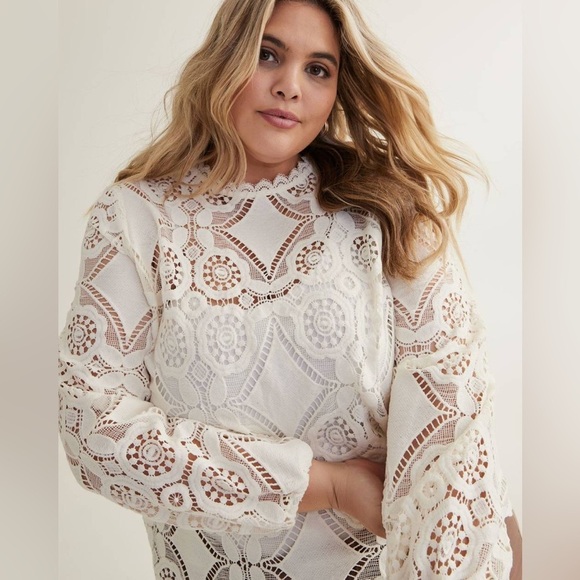 Pennington’s Crochet Blouse with Long Balloon Sleeves Size X - Picture 14 of 14